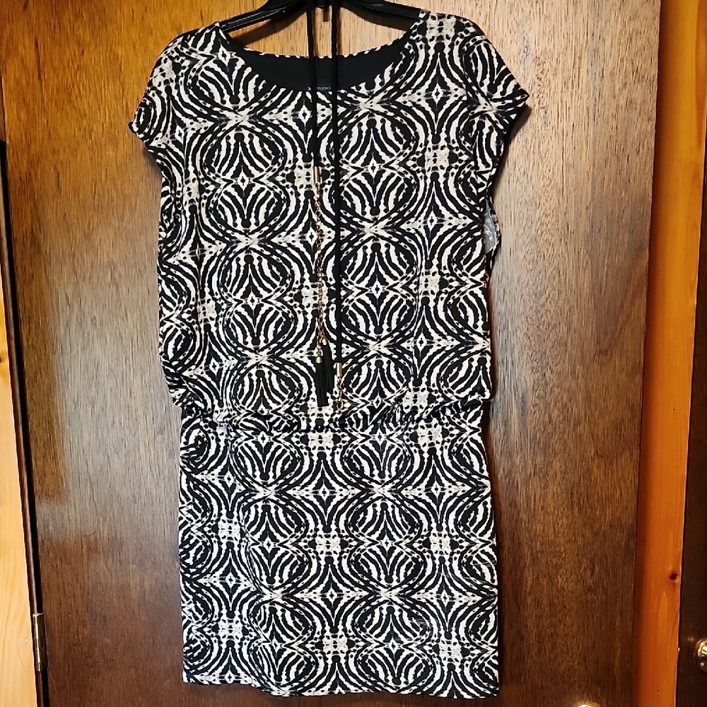 Black and White Patterned Women's Dress